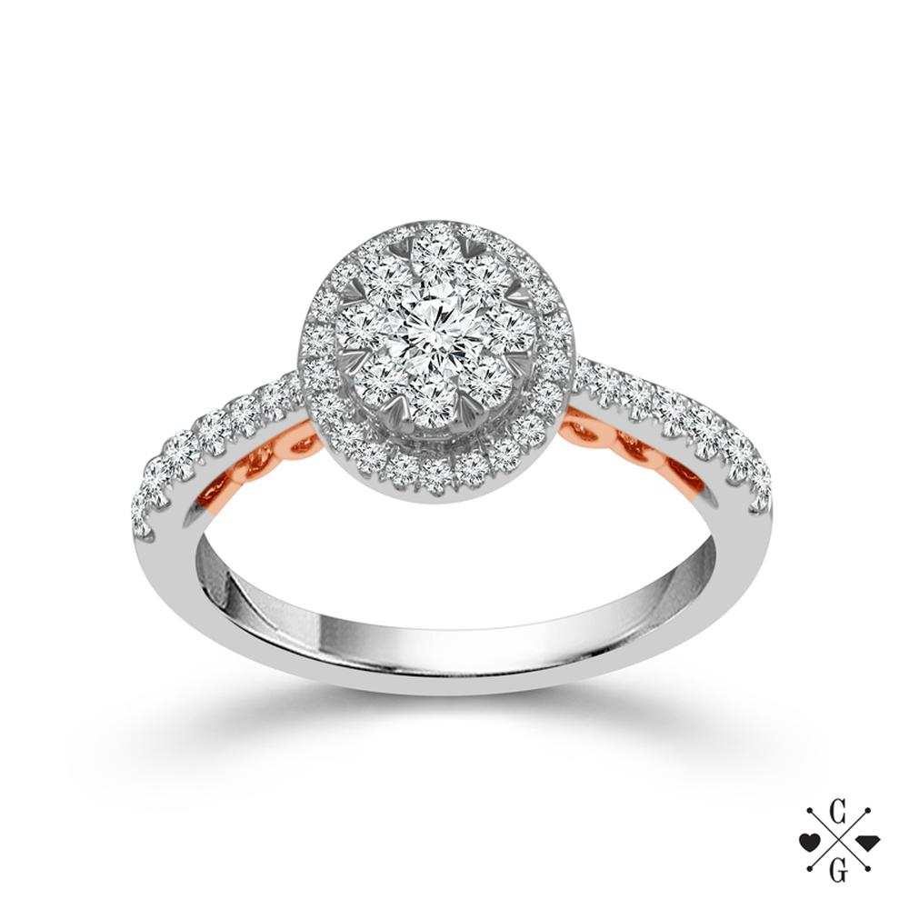 Diamond Engagement Ring 0.75 ct tw 14k White Gold+14k Rose Gold-RE0084A68T4