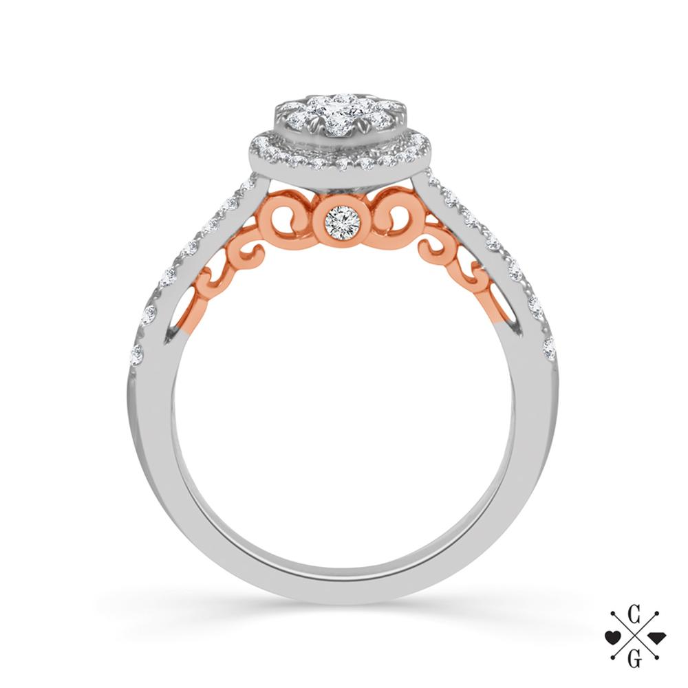 Diamond Engagement Ring 0.75 ct tw 14k White Gold+14k Rose Gold-RE0084A68T4