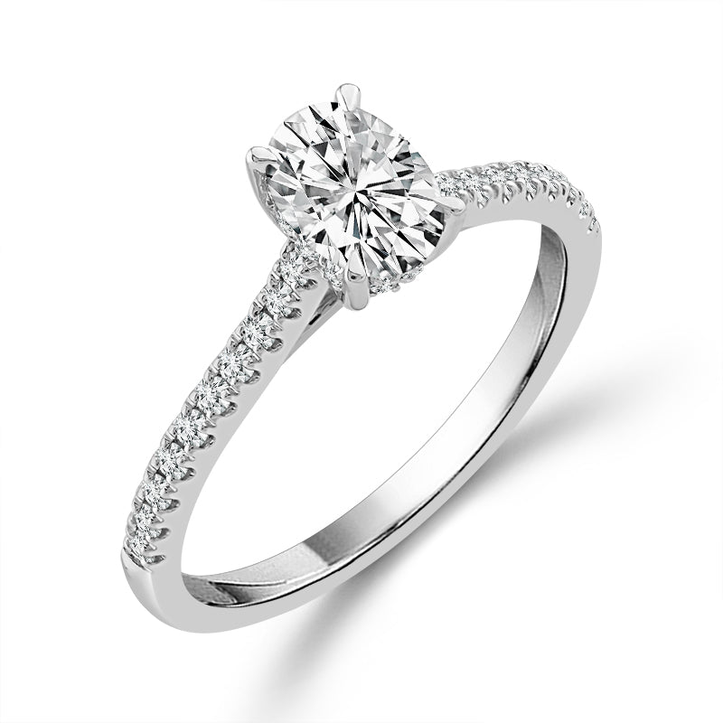 Diamond Engagement Ring 0.76 ct tw Oval round 14k White Gold-RE20229A44W4