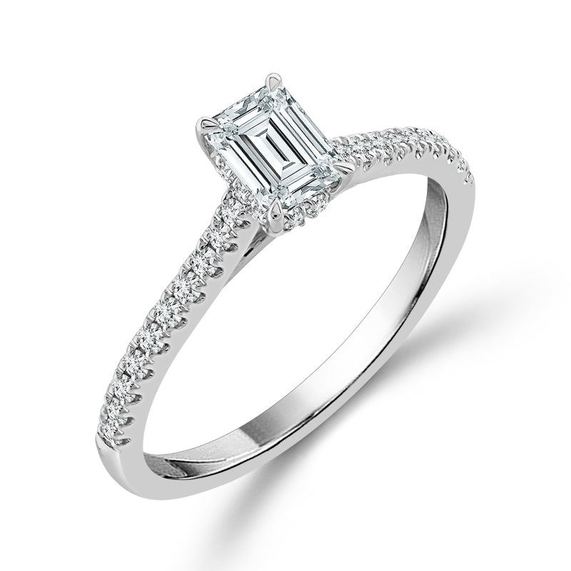 Diamond Engagement Ring 0.77 ct tw Emerald round 14k White Gold-RE20232A34W4