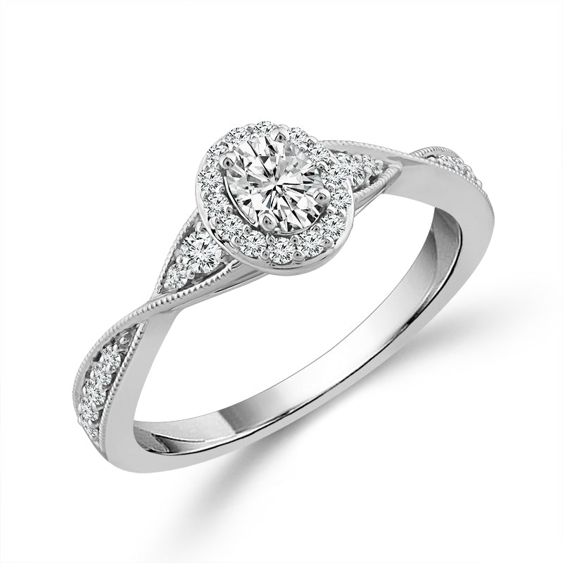 Diamond Engagement Ring 0.78 ct tw Oval round 14k White Gold-RE20234A44W4
