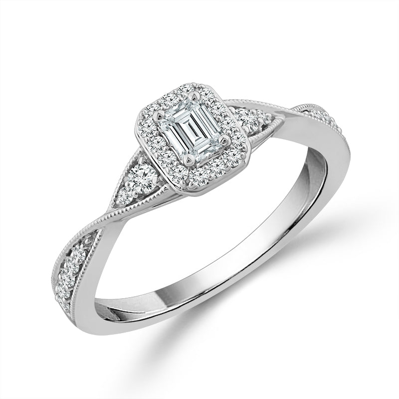 Diamond Engagement Ring 0.78 ct tw Emerald round 14k White Gold-RE20237A34W4