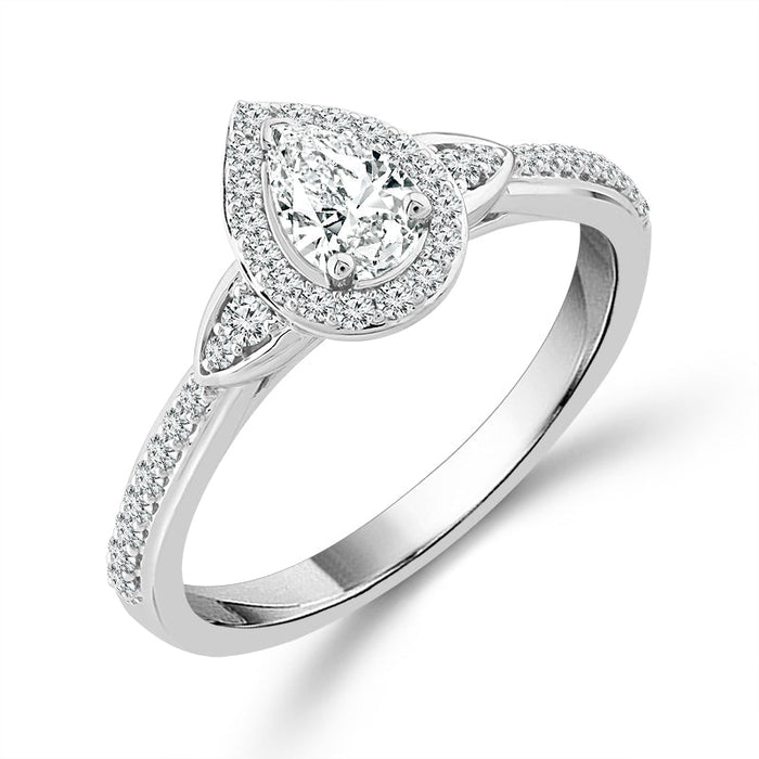 Diamond Engagement Ring 0.78 ct tw Pear round 14k White Gold-RE20240A44W4