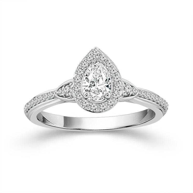 Diamond Engagement Ring 0.78 ct tw Pear round 14k White Gold-RE20240A44W4