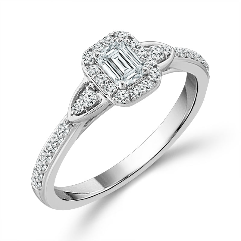 Diamond Engagement Ring 0.78 ct tw Emerald round 14k White Gold-RE20241A34W4