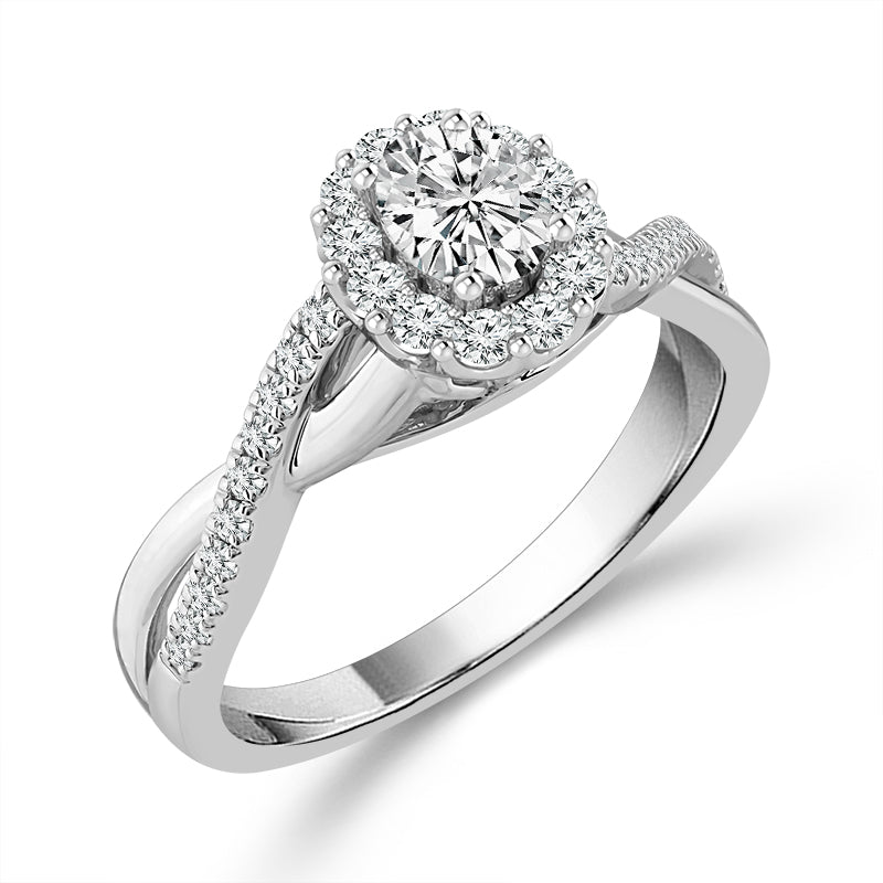 Diamond Engagement Ring 0.77 ct tw Oval round 14k White Gold-RE20243A44W4
