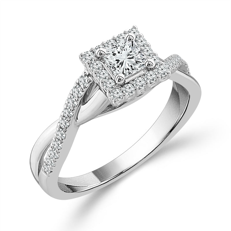 Diamond Engagement Ring 0.77 ct tw Princess round 14k White Gold-RE20246A56W4