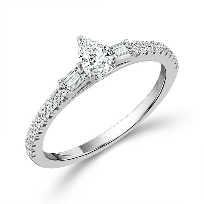 Diamond Engagement Ring 0.5 ct tw Pear bag 14k White Gold-RE20300A44W4