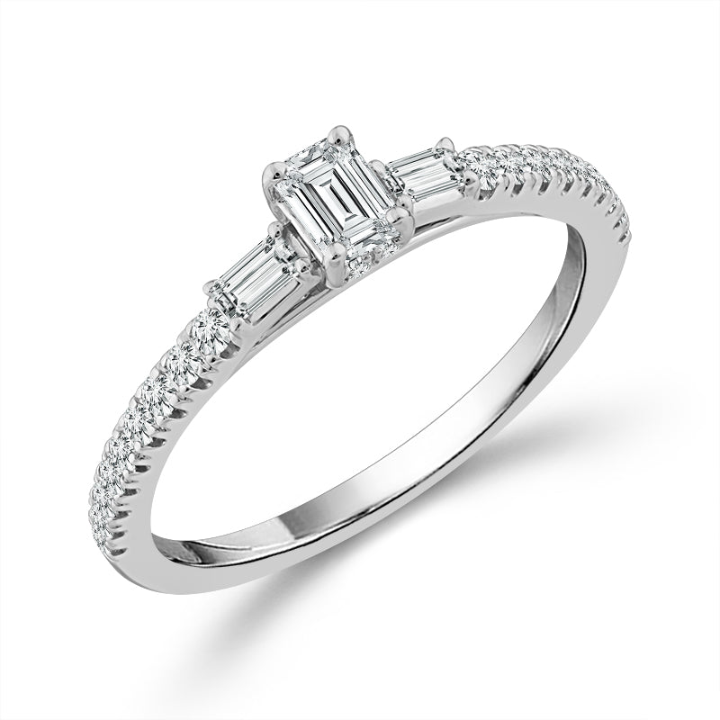 Diamond Engagement Ring 0.5 ct tw Emerald bag 14k White Gold-RE20301A34W4