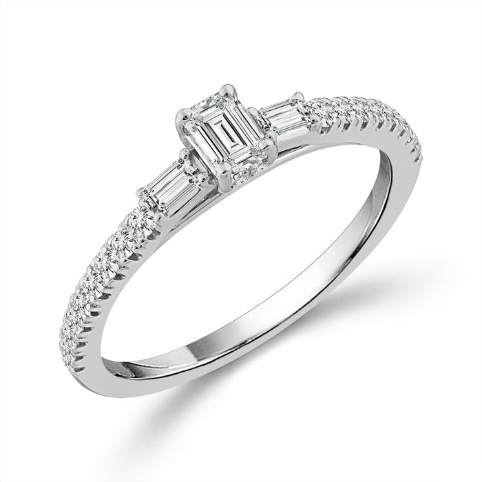 Diamond Engagement Ring 0.5 ct tw Emerald bag 14k White Gold-RE20301A34W4