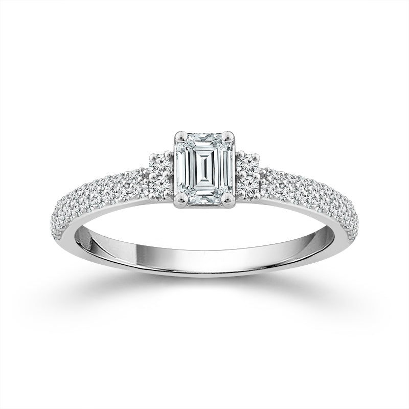Diamond Engagement Ring 0.77 ct tw Emerald round 14k White Gold-RE20305A34W4