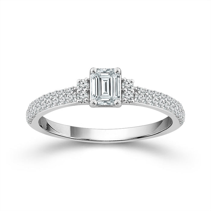 Diamond Engagement Ring 0.77 ct tw Emerald round 14k White Gold-RE20305A34W4