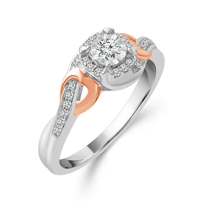 Diamond Fashion Ring 0.2 ct tw 10k Rose Gold+Silver-RE6423TPA67P0SL