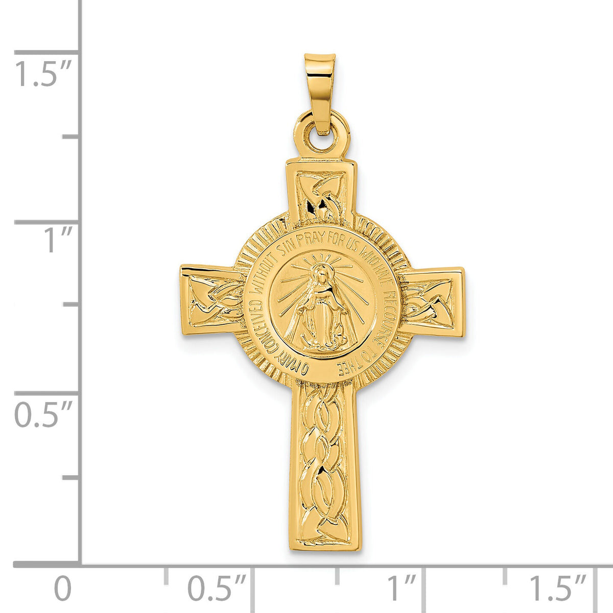 14k Cross with Miraculous Medal Pendant-REL104