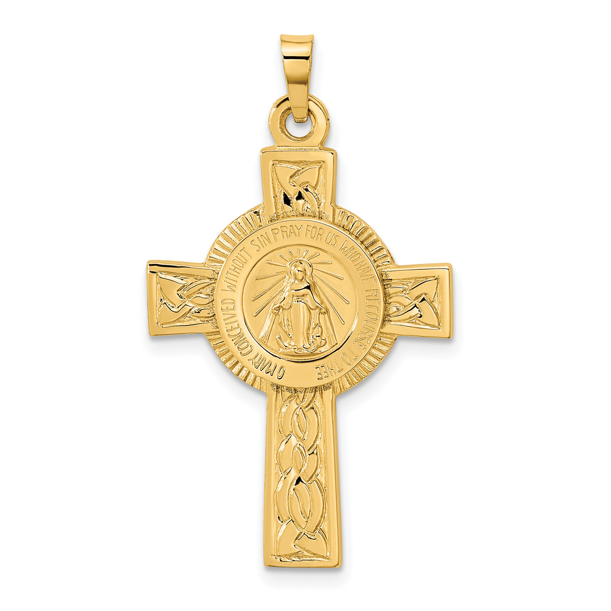 14k Cross with Miraculous Medal Pendant-REL104