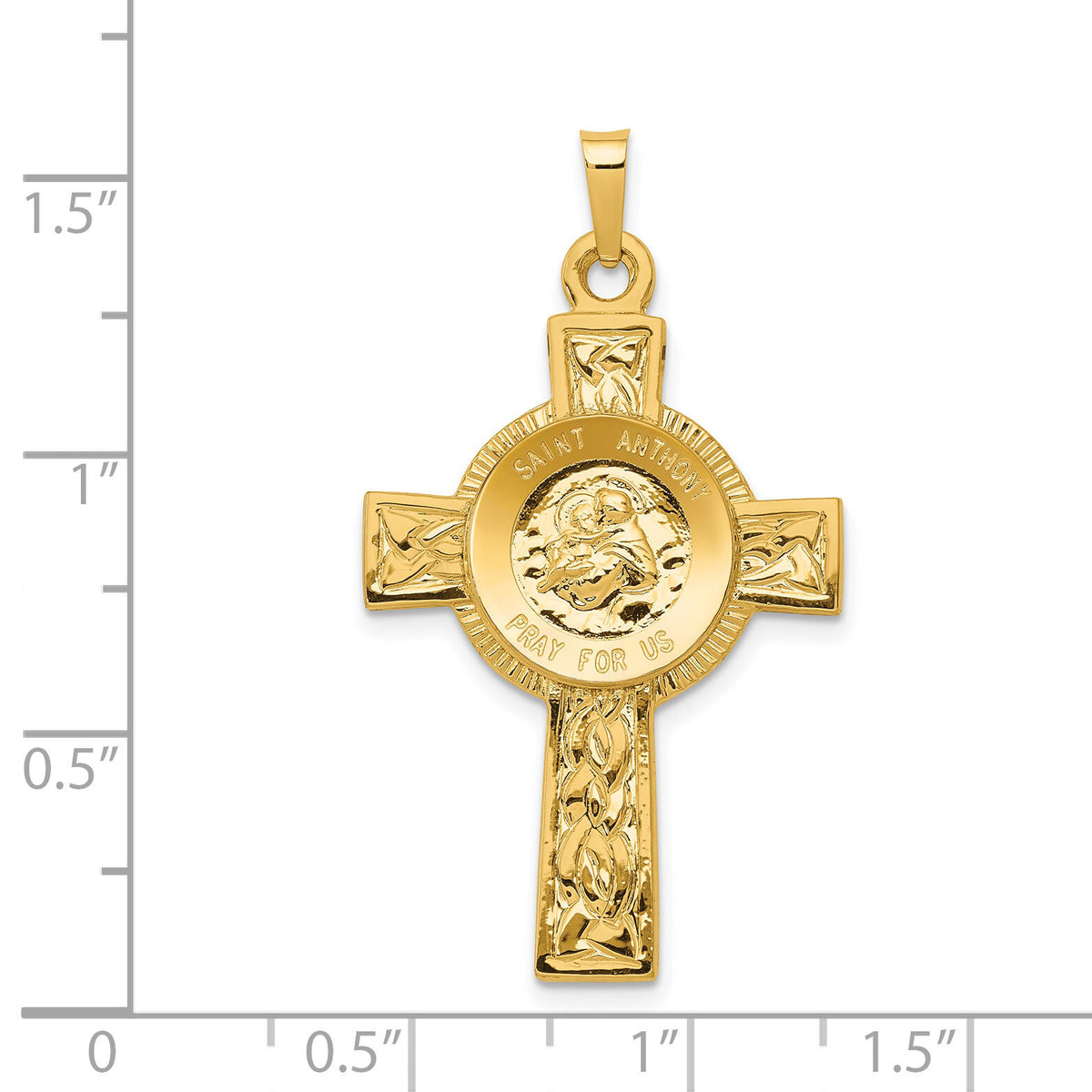 14k Cross w/St Anthony Medal Pendant-REL106