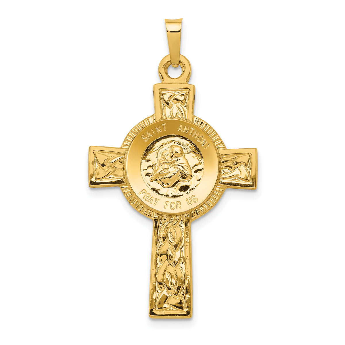 14k Cross w/St Anthony Medal Pendant-REL106