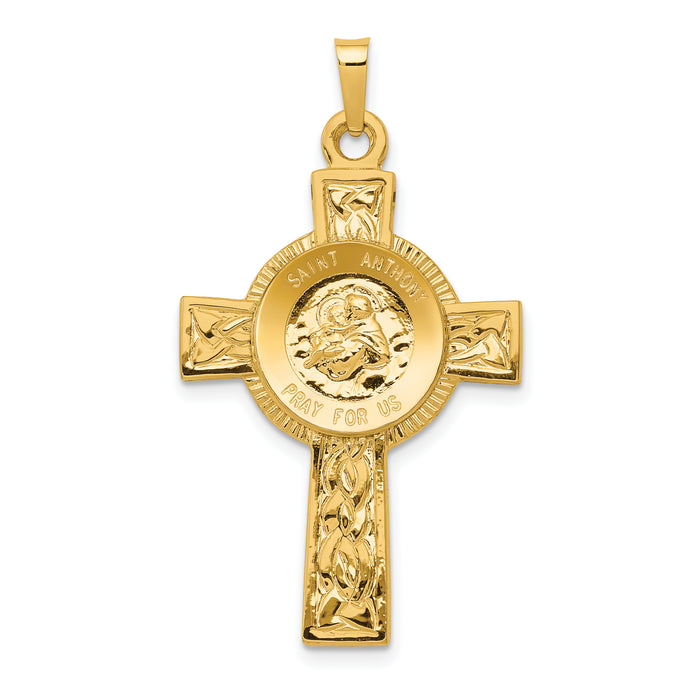 14k Cross w/St Anthony Medal Pendant-REL106