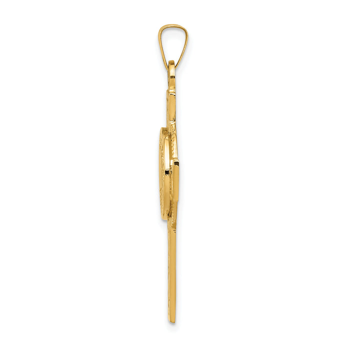 14k Cross w/St. Christopher Medal Pendant-REL107
