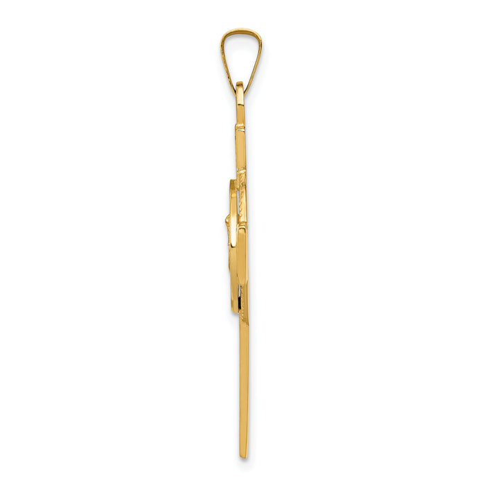 14k Cross w/St. Michael Medal Pendant-REL111