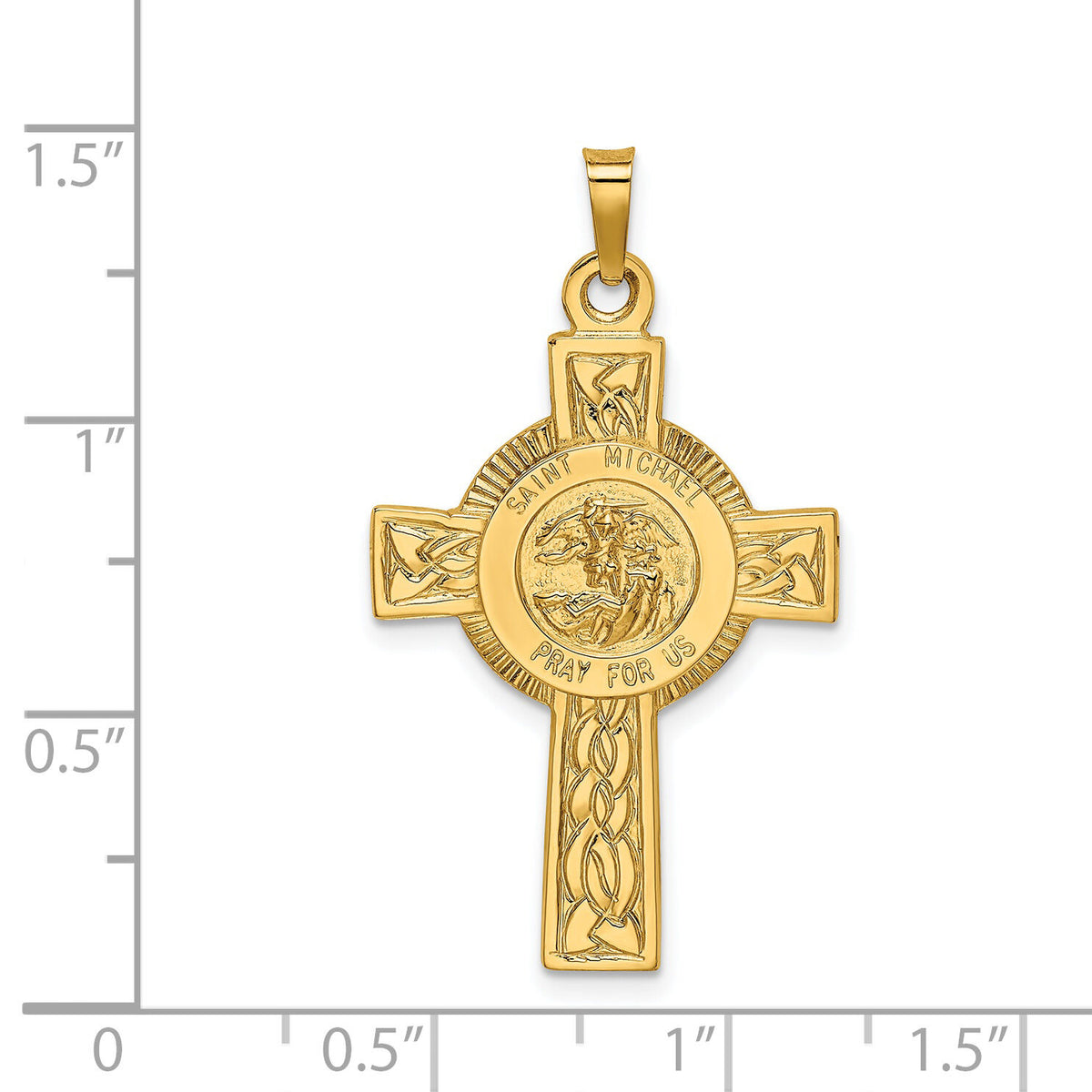 14k Cross w/St. Michael Medal Pendant-REL111