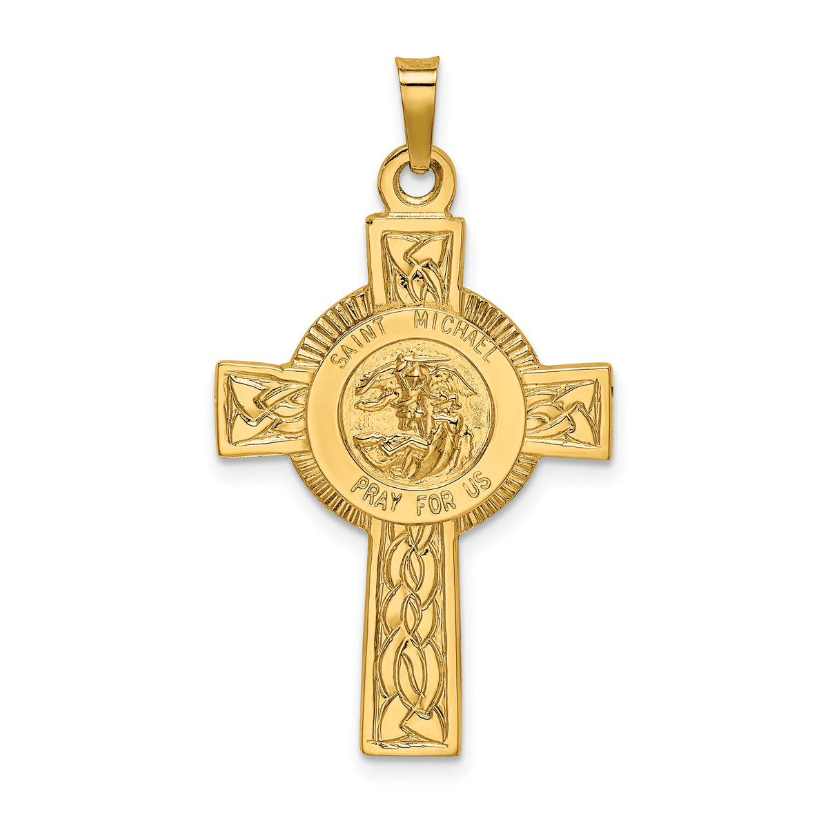 14k Cross w/St. Michael Medal Pendant-REL111