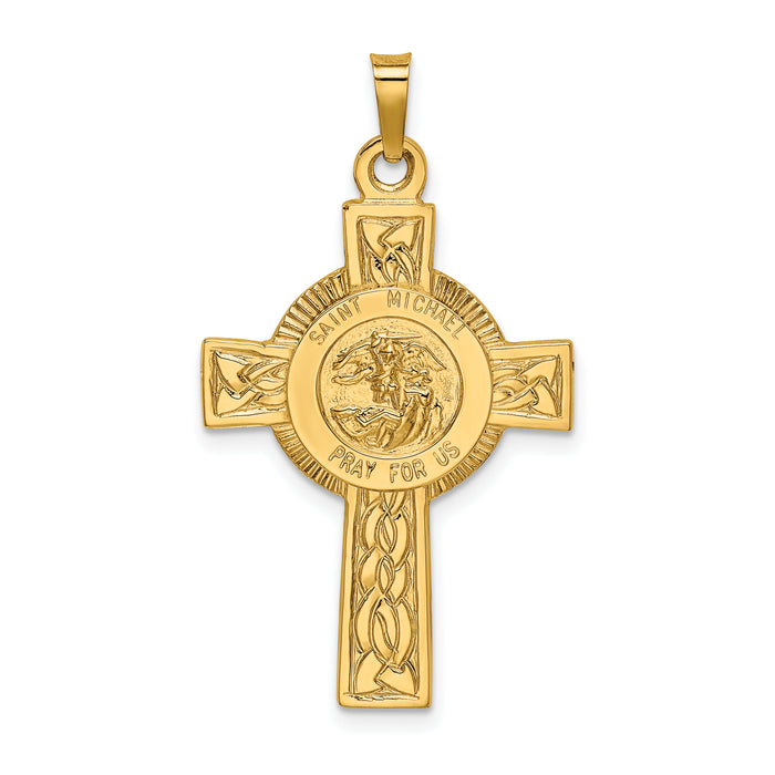 14k Cross w/St. Michael Medal Pendant-REL111