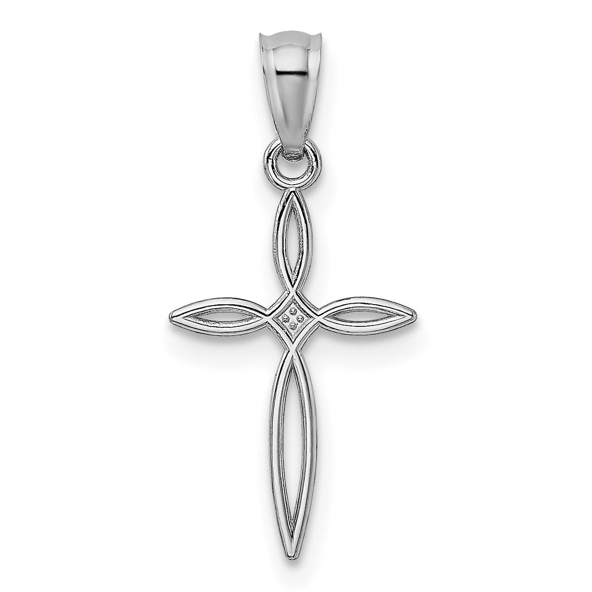 14k White Gold Passion Cross Charm-REL117