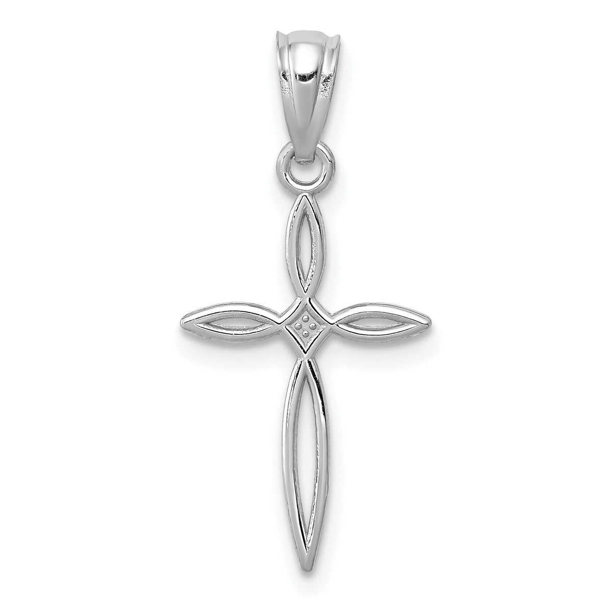 14k White Gold Passion Cross Charm-REL117