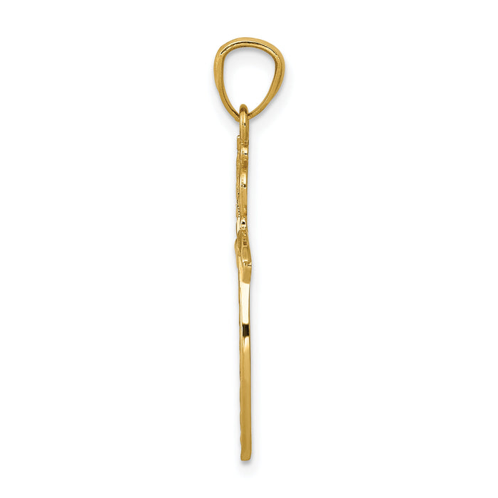 14k Scroll Design Cross Pendant-REL119