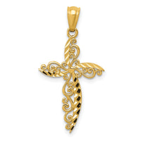 14k Scroll Design Cross Pendant-REL119