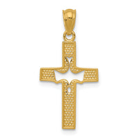 14k Dove Cross Pendant-REL122