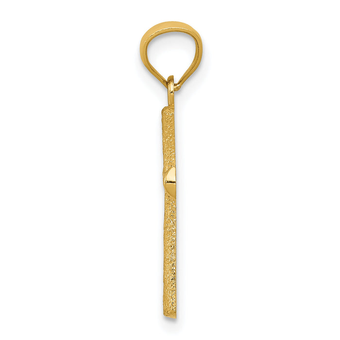 14k Diamond-cut Cross Pendant-REL124