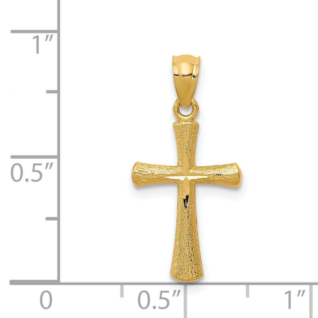 14k Diamond-cut Cross Pendant-REL124