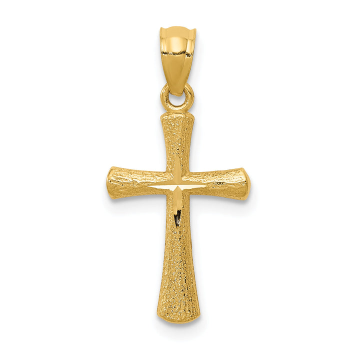 14k Diamond-cut Cross Pendant-REL124