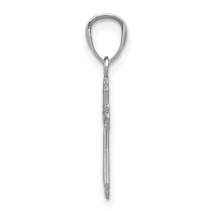 14k White Gold Budded Cross Charm-REL126