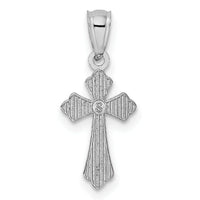 14k White Gold Budded Cross Charm-REL126