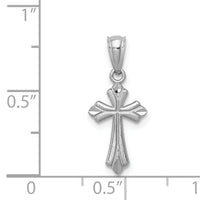 14k White Gold Budded Cross Charm-REL126