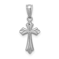 14k White Gold Budded Cross Charm-REL126
