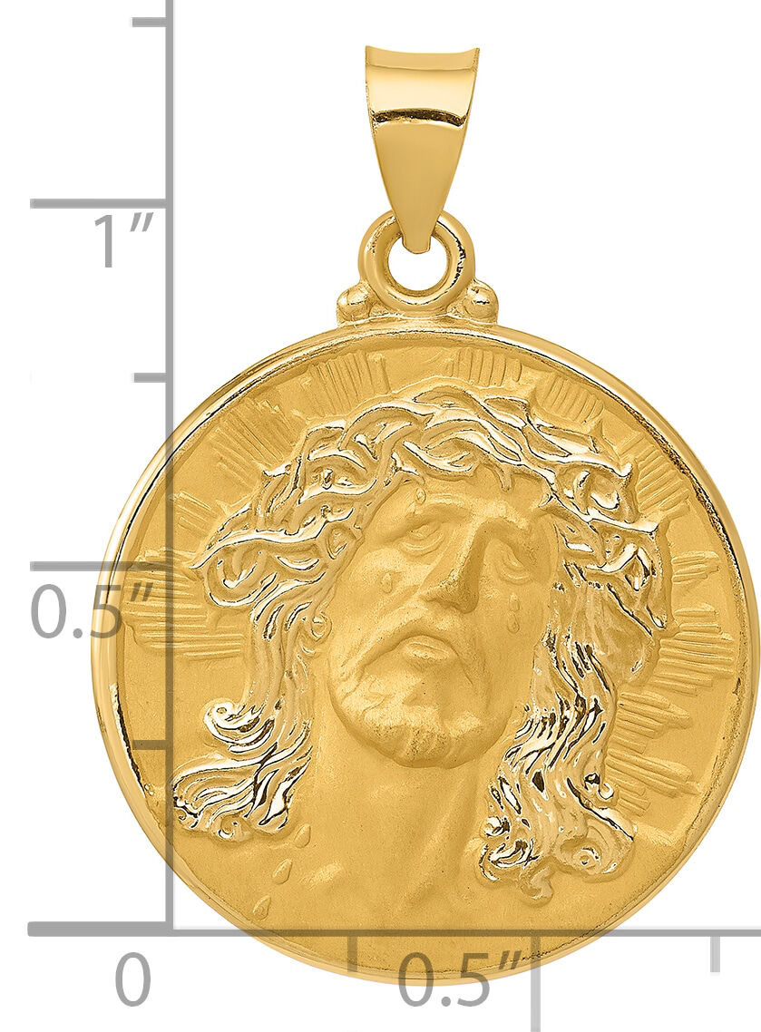 14k Head of Christ Medal Hollow Round Pendant-REL128