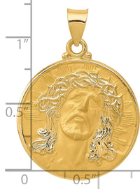 14k Head of Christ Medal Hollow Round Pendant-REL128