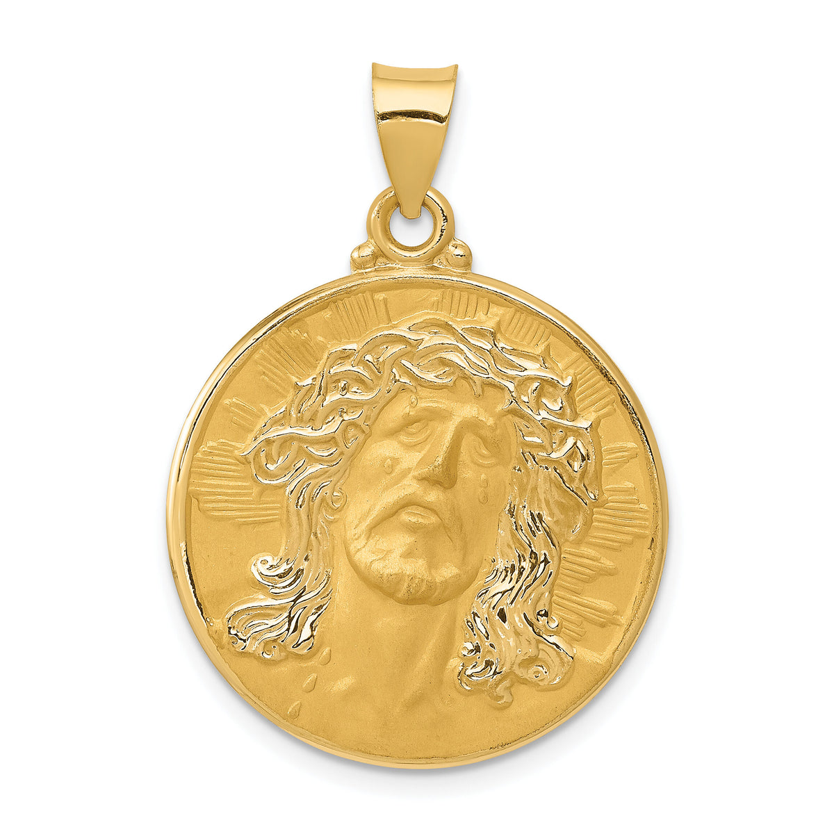 14k Head of Christ Medal Hollow Round Pendant-REL128