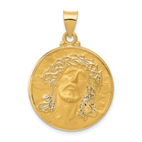 14k Head of Christ Medal Hollow Round Pendant-REL128
