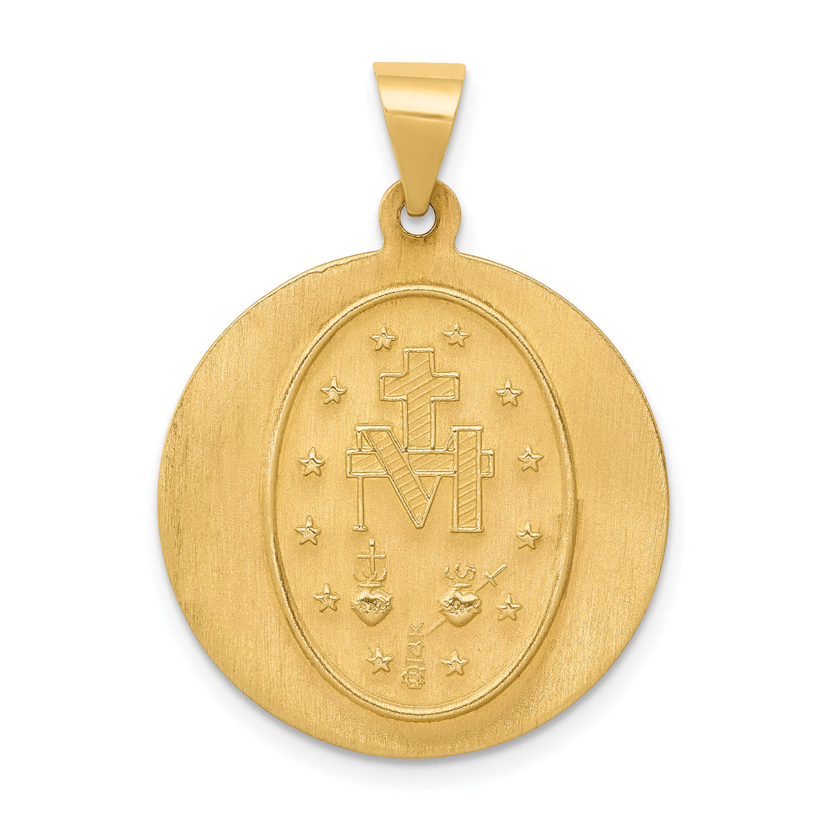 14k Miraculous Medal Hollow Pendant-REL136