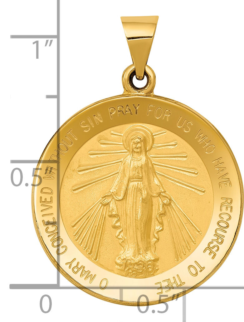 14k Miraculous Medal Hollow Pendant-REL136