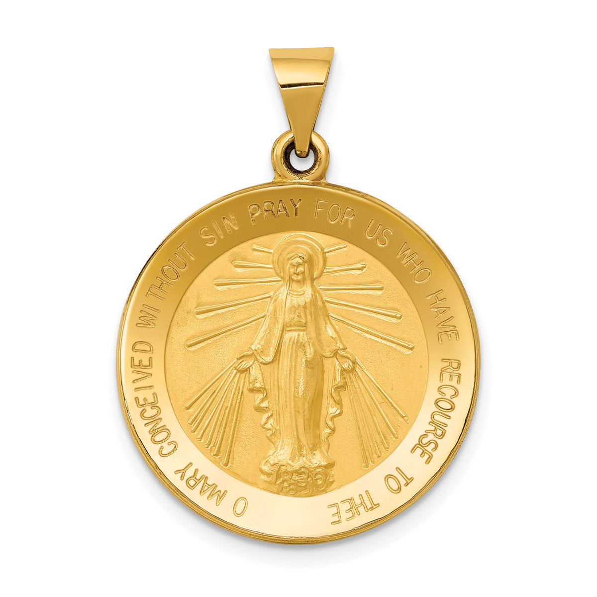 14k Miraculous Medal Hollow Pendant-REL136