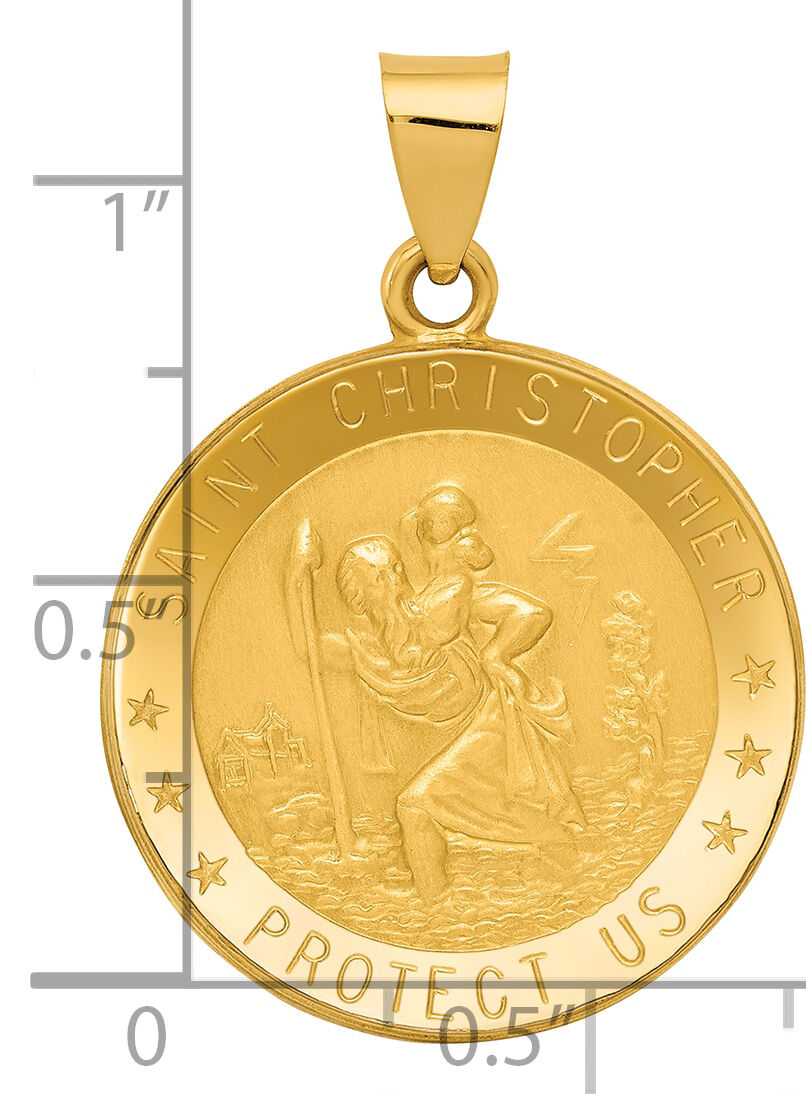 14k Saint Christopher Medal Hollow Pendant-REL137