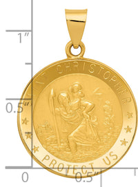 14k Saint Christopher Medal Hollow Pendant-REL137