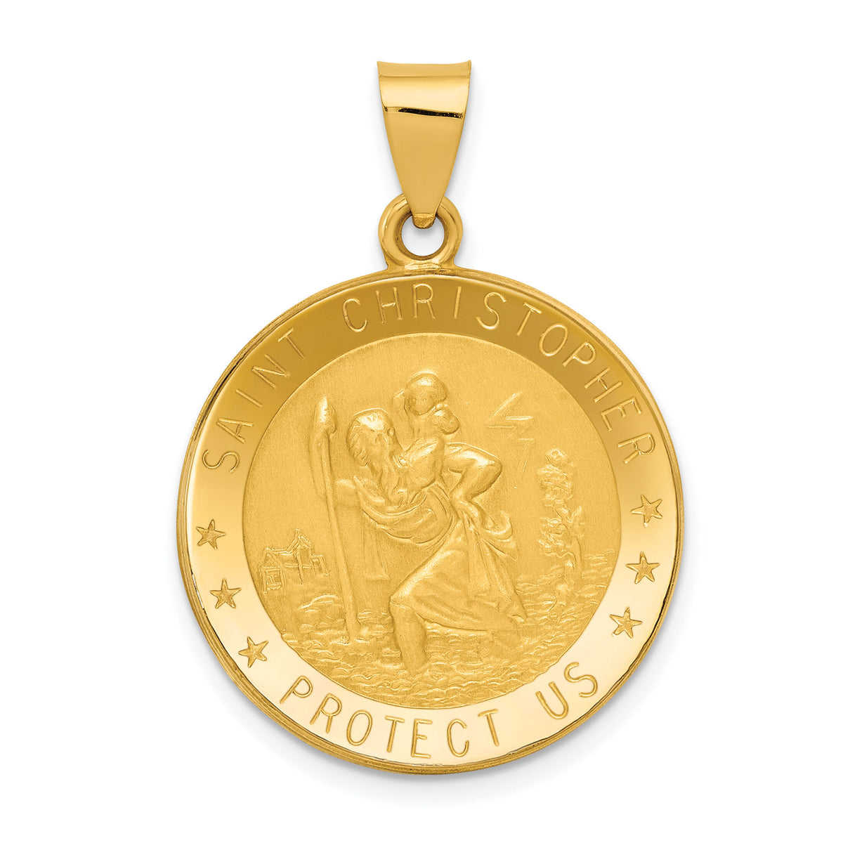 14k Saint Christopher Medal Hollow Pendant-REL137
