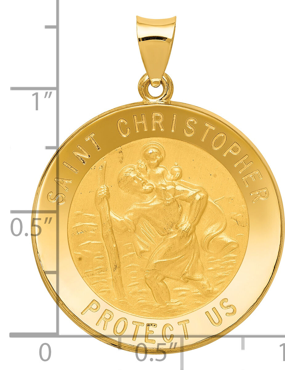 14k Saint Christopher Medal Hollow Pendant-REL138